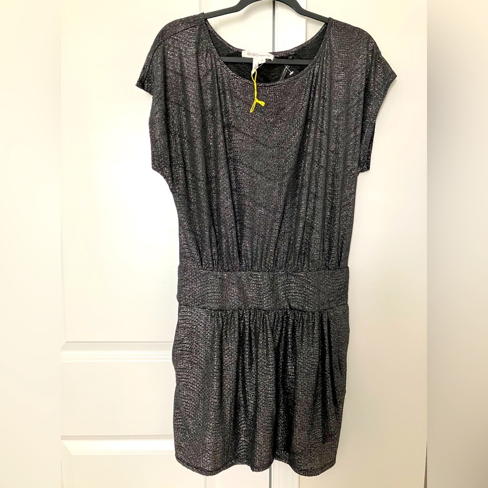 BCBGeneration Shimmery Gunmetal Black Cocktail/Prom/Wedding/Holiday Mini Dress